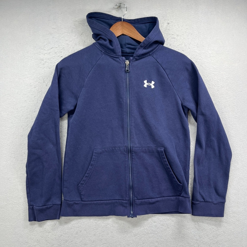 Under Armour Full Zip Hoodie Sweatshirt Youth Large Blue Rival Fleece Jacket